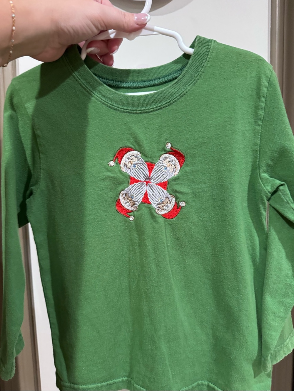 Christmas embroidered Santa Long-Sleeve Top